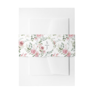 Cintas Para Invitaciones Blush Rosas Chic Desgastado Monograma Verde