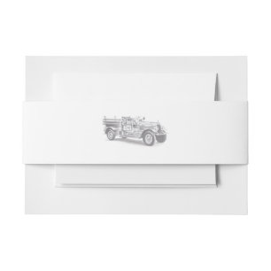 Cintas Para Invitaciones boceto de lápiz de camión de bomberos antiguo dibu