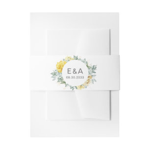 Cintas Para Invitaciones Boda acuarela de rosas amarillas contemporáneas