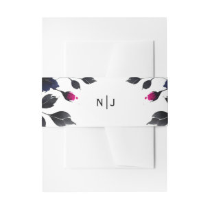 Cintas Para Invitaciones Boda acuarela floral rosa magenta y azul