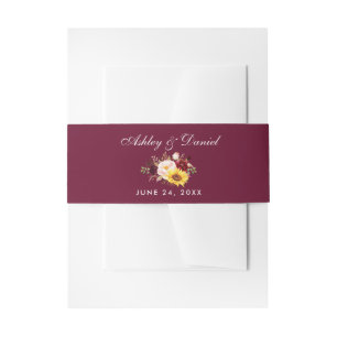 Cintas Para Invitaciones Boda acuarela mixta floral borgoñona