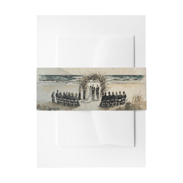 Cintas Para Invitaciones Boda acuática en la playa (Anverso Ejemplo)