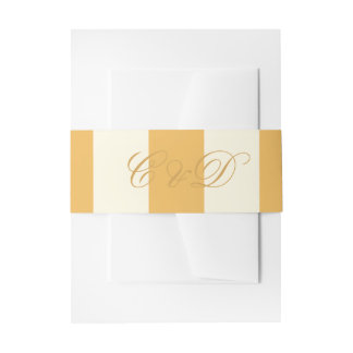 Cintas Para Invitaciones Boda Amarillo Mostaza Personalizado a Rayas