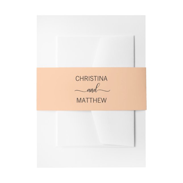 Cintas Para Invitaciones Boda anaranjada personalizada del melocotón (Anverso Ejemplo)
