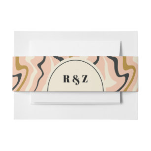 Cintas Para Invitaciones Boda Arco de Remolino Retro Rosa Negro Dorado