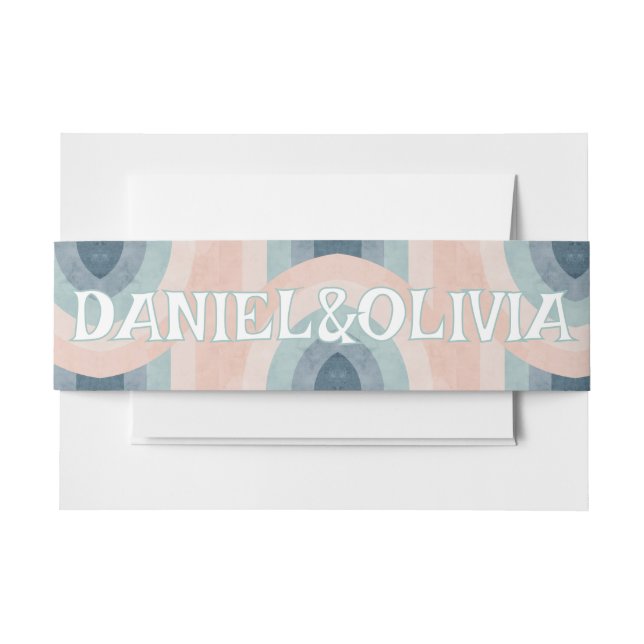 Cintas Para Invitaciones Boda arcoiris de los años 70 (Anverso Ejemplo)