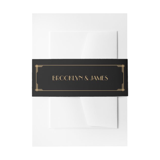 Cintas Para Invitaciones Boda Art Déco Negra (Anverso Ejemplo)