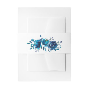Cintas Para Invitaciones Boda azul - Banda Belly de flores de color de agua