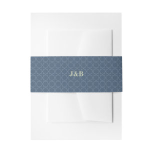 Cintas Para Invitaciones Boda Azul con Patrón de Enrejado