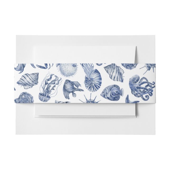 Cintas Para Invitaciones Boda Azul Costera (Anverso Ejemplo)