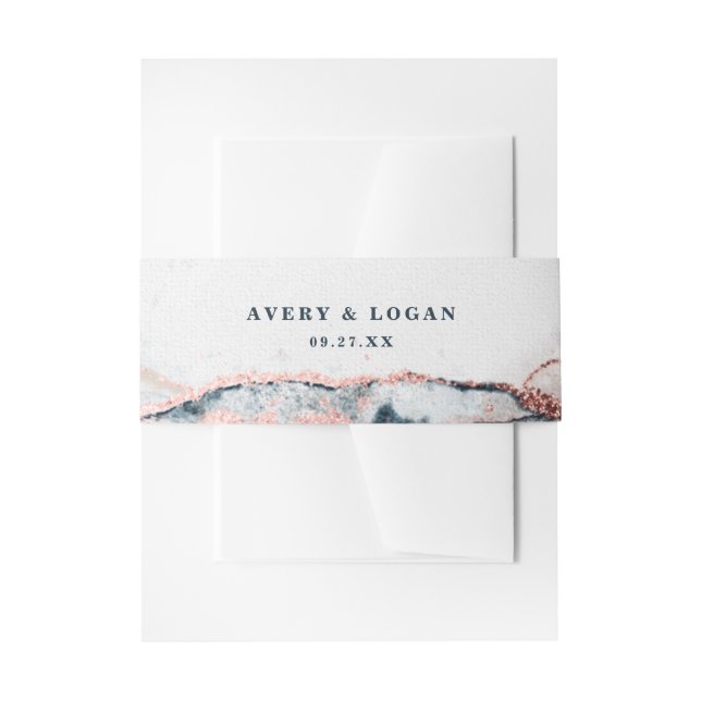 Cintas Para Invitaciones Boda azul de la Marina Moonlight Resumen moderno (Anverso Ejemplo)