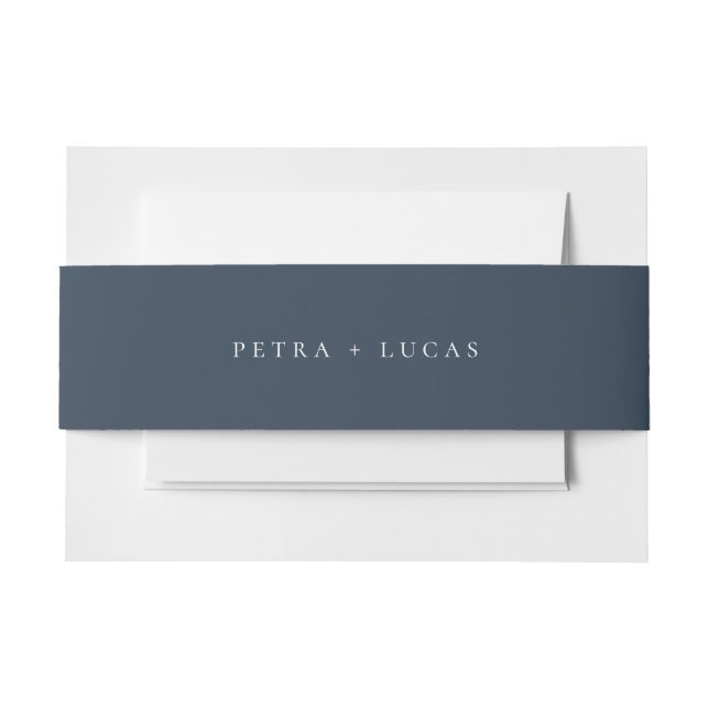 Cintas Para Invitaciones Boda azul de la marina silenciada (Anverso Ejemplo)