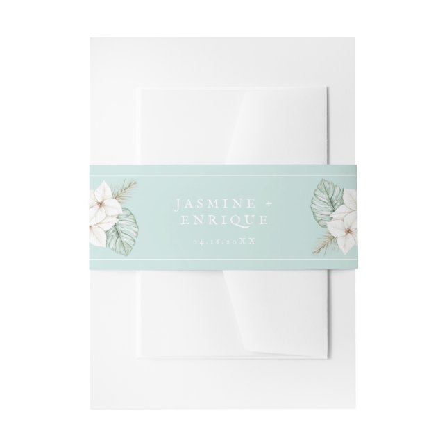 Cintas Para Invitaciones Boda Azul de vidrio marino tropical (Anverso Ejemplo)