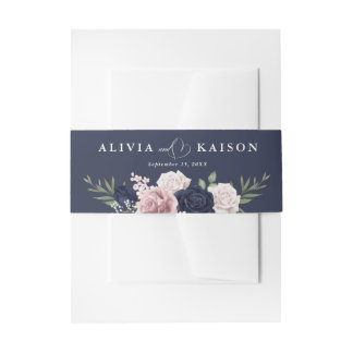 Cintas Para Invitaciones boda azul elegante de la Marina de Rubor