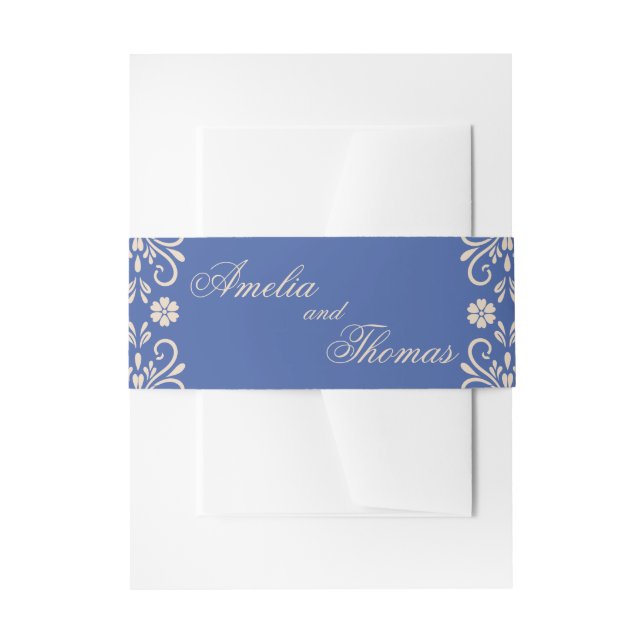 Cintas Para Invitaciones Boda Azul Mexicana Rústica (Anverso Ejemplo)