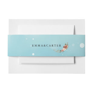 Cintas Para Invitaciones Boda azul oceánico de acuarela mínima