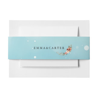 Cintas Para Invitaciones Boda azul oceánico de acuarela mínima