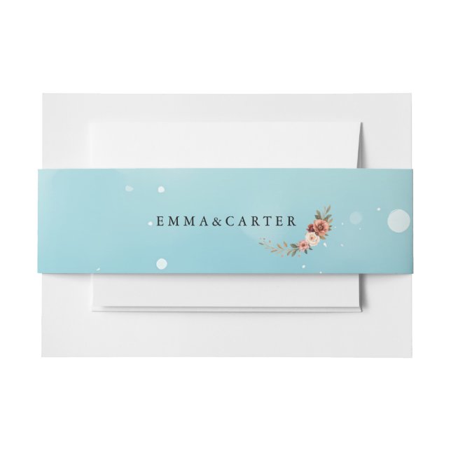 Cintas Para Invitaciones Boda azul oceánico de acuarela mínima (Anverso Ejemplo)