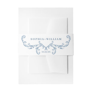 Cintas Para Invitaciones Boda azul oxidado y floral de Grace