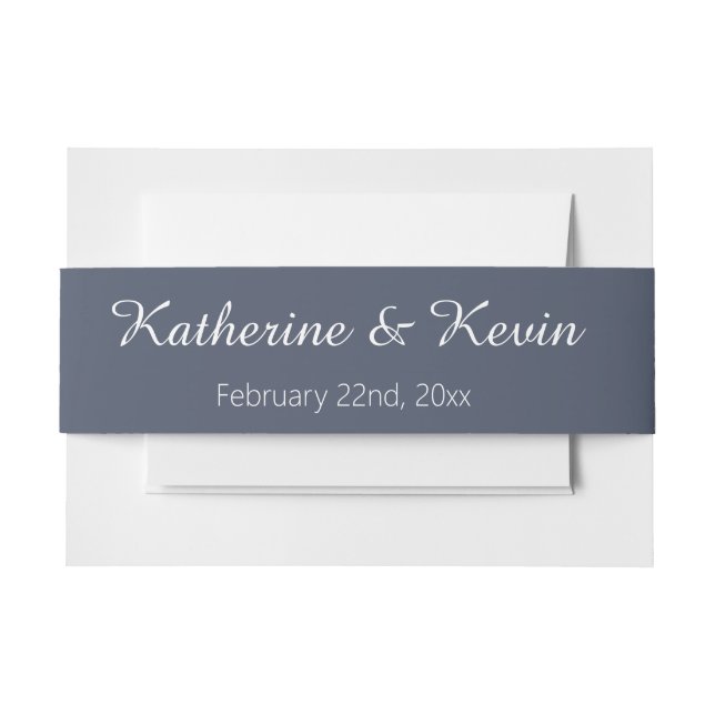 Cintas Para Invitaciones Boda Azul Polvoriento (Anverso Ejemplo)
