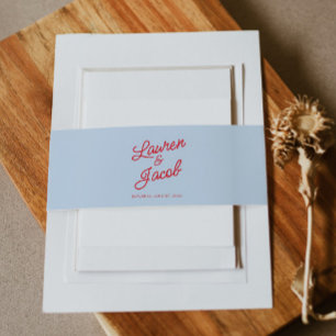Cintas Para Invitaciones Boda Azul Rojo Minimalista Minimalista Moderna