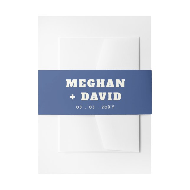 Cintas Para Invitaciones Boda azul sólido (Anverso Ejemplo)
