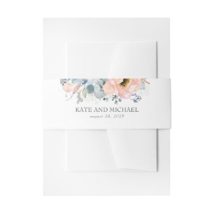 Cintas Para Invitaciones Boda azul turbio de las flores de color rosa