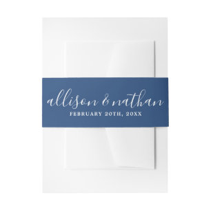 Cintas Para Invitaciones Boda Azul Verdadera Novia Novio Simplicidad Verdad