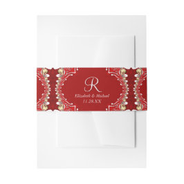 Cintas Para Invitaciones Boda Batik Bohemian Rojo