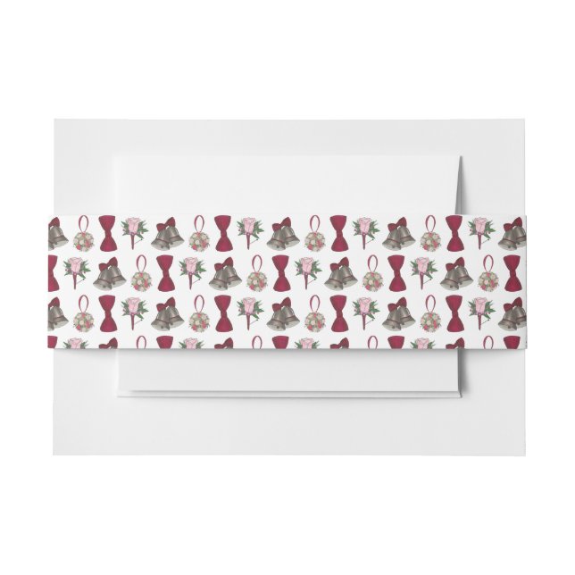 Cintas Para Invitaciones Boda Bells Flores Bow Tie Bridal Rose Bouquet (Anverso Ejemplo)