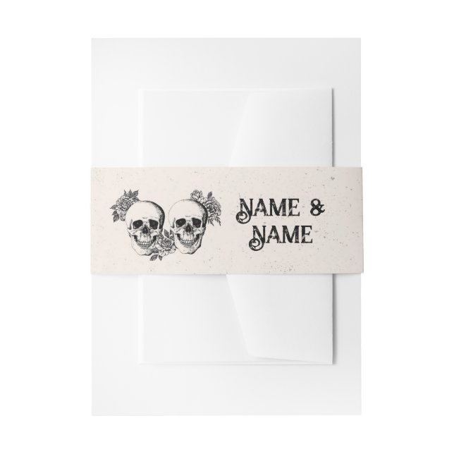 Cintas Para Invitaciones Boda Belly Cránulos de banda Rosas de cosecha Blan (Anverso Ejemplo)