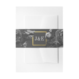 Cintas Para Invitaciones Boda Black Gold Rose Bouquet