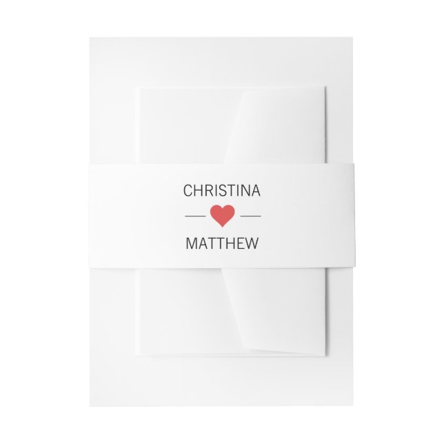Cintas Para Invitaciones Boda blanca personalizada del negro rojo moderno (Anverso Ejemplo)