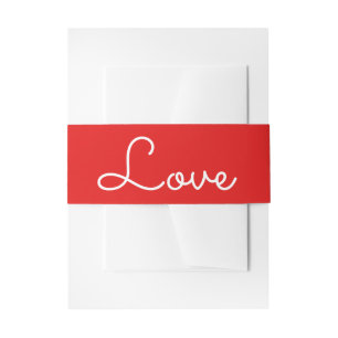 Cintas Para Invitaciones Boda Blanca Roja Amor Moderno, Fiesta Minimalista