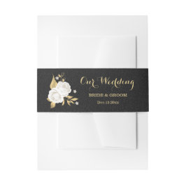 Cintas Para Invitaciones boda blanco dorado floral negro
