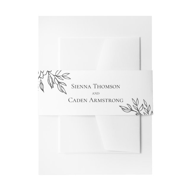 Cintas Para Invitaciones Boda blanco minimalista (Anverso Ejemplo)