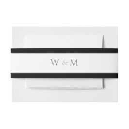 Cintas Para Invitaciones Boda blanco negro de fuente plateada monogramada