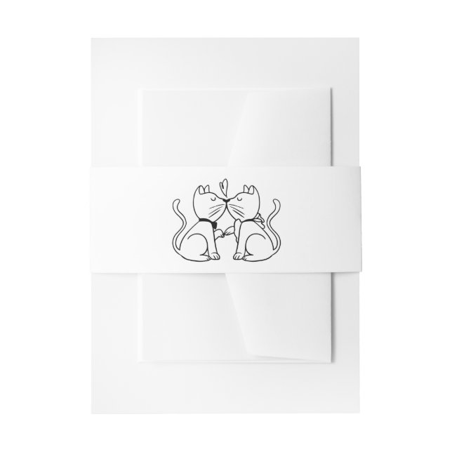 Cintas Para Invitaciones Boda blanco negro de gatos de besos cortos (Anverso Ejemplo)