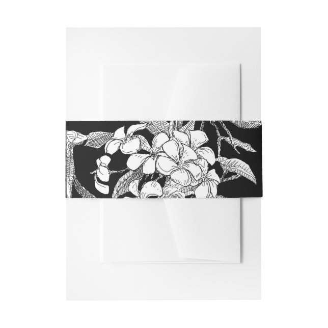 Cintas Para Invitaciones Boda blanco negro floral bohemio (Anverso Ejemplo)