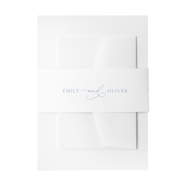 Cintas Para Invitaciones Boda blanco y azul turbio simple (Anverso Ejemplo)