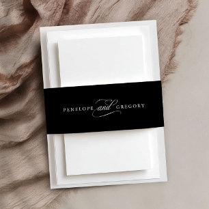 Cintas Para Invitaciones Boda blanco y negro atemporal de caligrafía modern