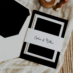 Cintas Para Invitaciones Boda blanco y negro dulce y caprichoso