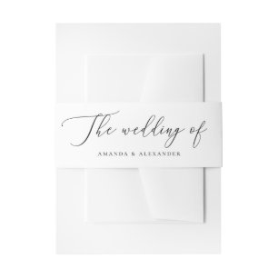 Cintas Para Invitaciones Boda blanco y negro minimalista   Letra cursiva el