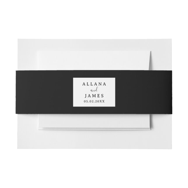 Cintas Para Invitaciones Boda blanco y negro moderno (Anverso Ejemplo)
