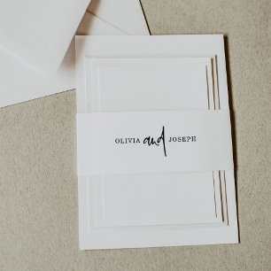 Cintas Para Invitaciones Boda blanco y negro moderno