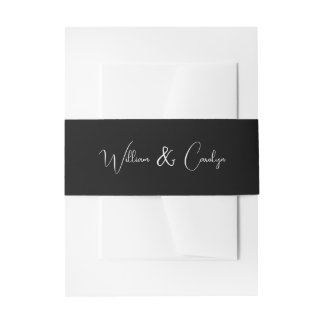 Cintas Para Invitaciones Boda blanco y negro simple