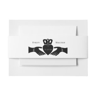Cintas Para Invitaciones Boda blanco y negro simple del anillo de claddagh 