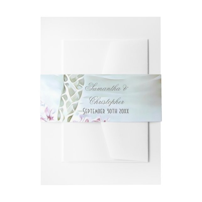 Cintas Para Invitaciones Boda blanco y rosa (Anverso Ejemplo)