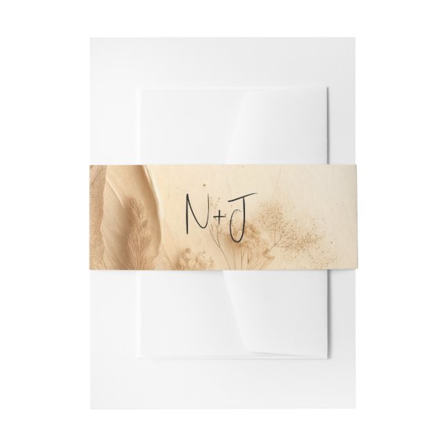 Cintas Para Invitaciones Boda bohemio texturizado de Crema de marfil botáni (Anverso Ejemplo)
