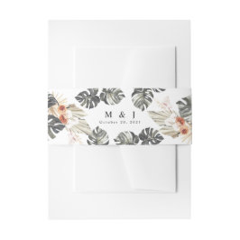 Cintas Para Invitaciones Boda Bohemio Tropical Floral y Palm
